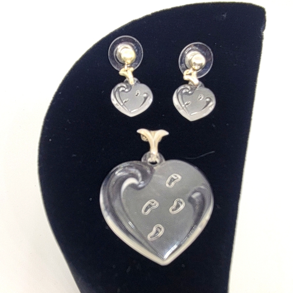 Gorham Crystal Heart Jewelry Set